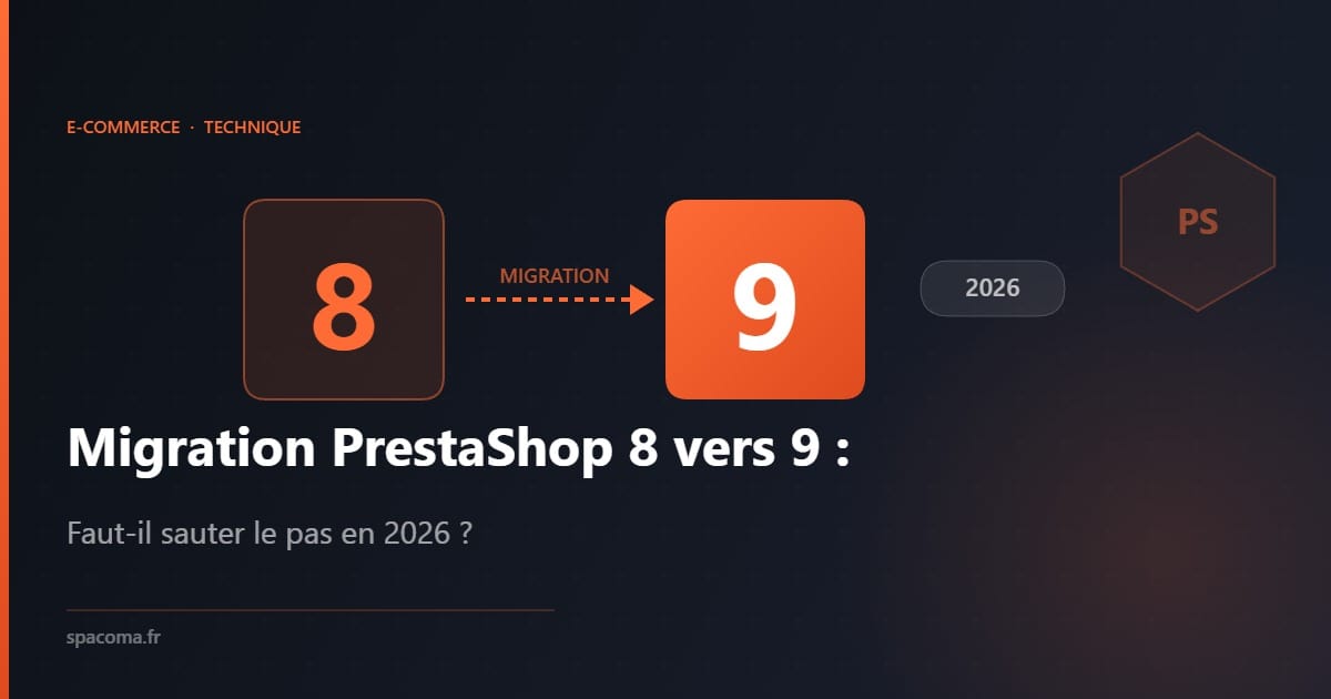 Migration PrestaShop 8 vers 9 en 2026 - illustration comparaison versions