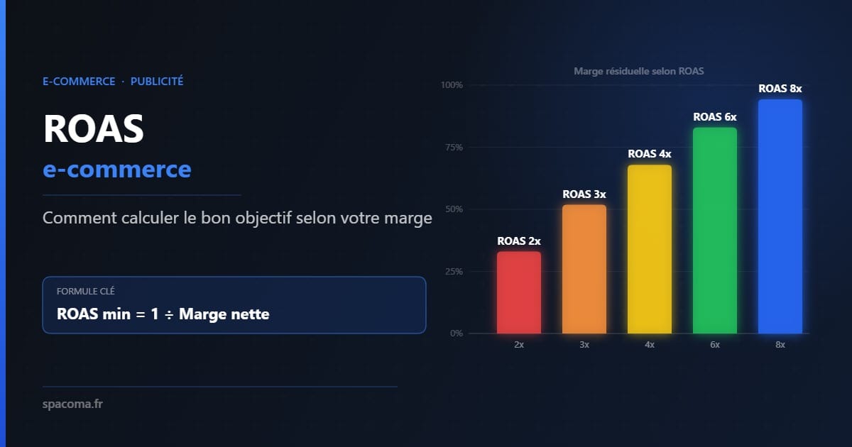 ROAS e-commerce : graphique calcul objectif ROAS selon la marge